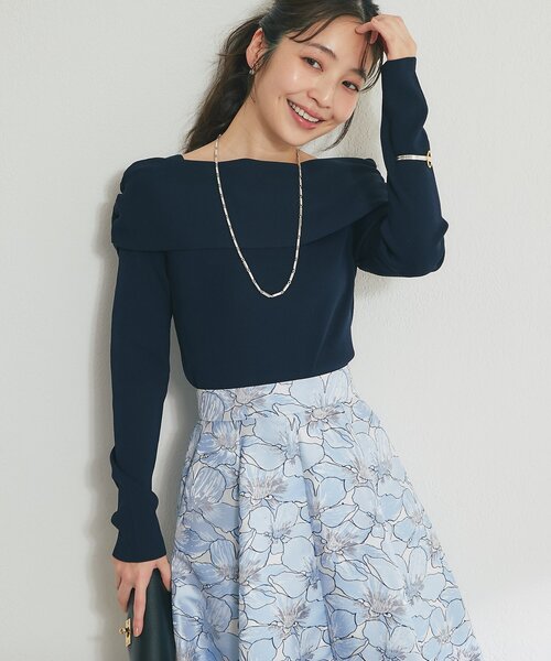 La boutique BonBon（ラブティックボンボン）の「【最強愛されニット】クールタッチUVオフショルニット（ニット/セーター・レディース・サックスブルー/ネイビー/ホワイト/ピンク・FREE）」の16枚目の写真