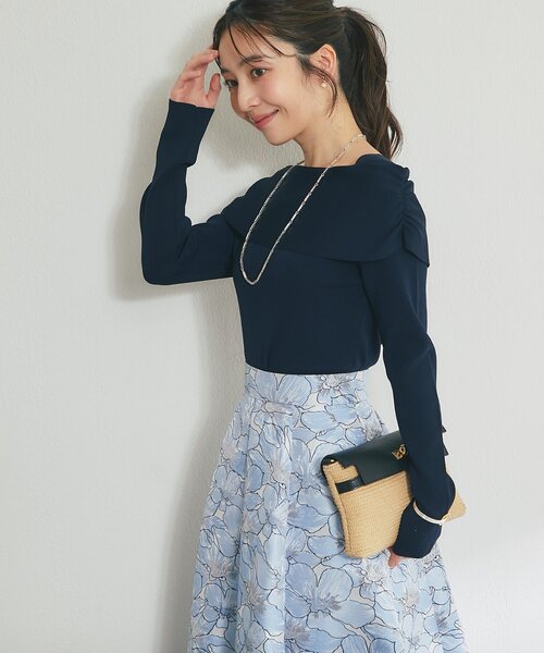 La boutique BonBon（ラブティックボンボン）の「【最強愛されニット】クールタッチUVオフショルニット（ニット/セーター・レディース・サックスブルー/ネイビー/ホワイト/ピンク・FREE）」の17枚目の写真