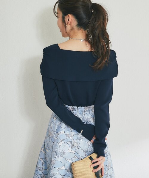 La boutique BonBon（ラブティックボンボン）の「【最強愛されニット】クールタッチUVオフショルニット（ニット/セーター・レディース・サックスブルー/ネイビー/ホワイト/ピンク・FREE）」の18枚目の写真