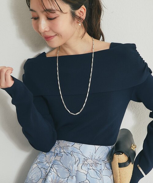 La boutique BonBon（ラブティックボンボン）の「【最強愛されニット】クールタッチUVオフショルニット（ニット/セーター・レディース・サックスブルー/ネイビー/ホワイト/ピンク・FREE）」の19枚目の写真