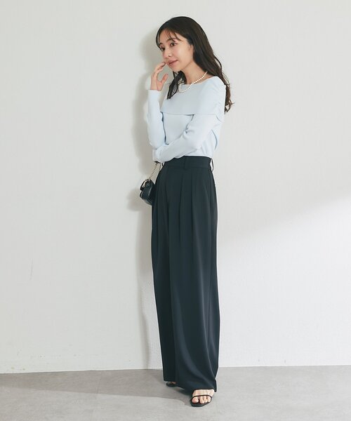 La boutique BonBon(ラブティックボンボン)の「【シリーズ累計お気に入り数1.5万突破!接触冷感・UVカット】クールタッチUVオフショルニット(ニット/セーター・レディース・サックスブルー/ネイビー/ホワイト/ピンク・FREE)」の9枚目の写真