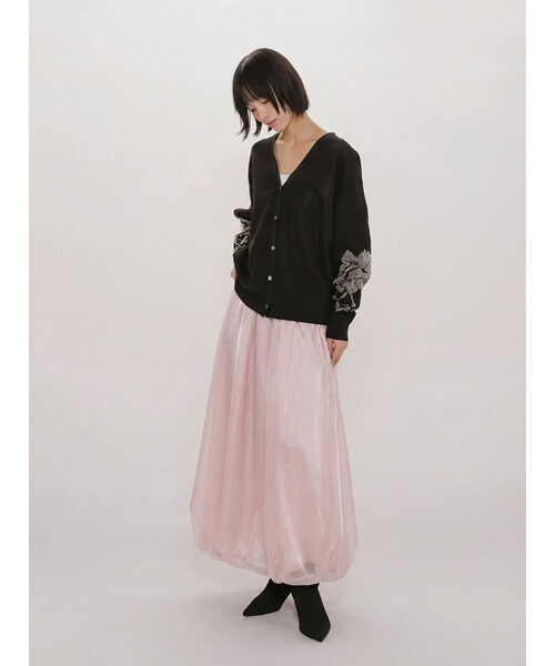 MIDIUMISOLID（ミディウミソリッド）の「MIDIUMISOLID for Ladies シアーロングバルーンスカート（スカート・レディース・ブラック/チャコールグレー/ピンク・FREE）」の3枚目の写真