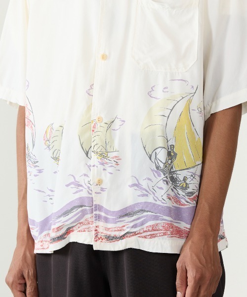 REMI RELIEF（レミレリーフ）の「REMI RELIEF/レミレリーフ レーヨンアロハシャツ(ヨット総柄) 2026年春夏（シャツ/ブラウス・メンズ・オフホワイト・M/L）」の3枚目の写真