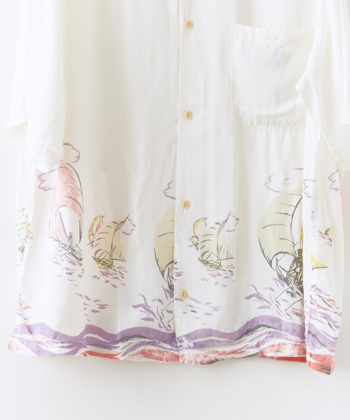REMI RELIEF(レミレリーフ)の「REMI RELIEF/レミレリーフ レーヨンアロハシャツ(ヨット総柄) 2026年 夏 夏服(シャツ/ブラウス・メンズ・オフホワイト・M/L/XL)」の20枚目の写真