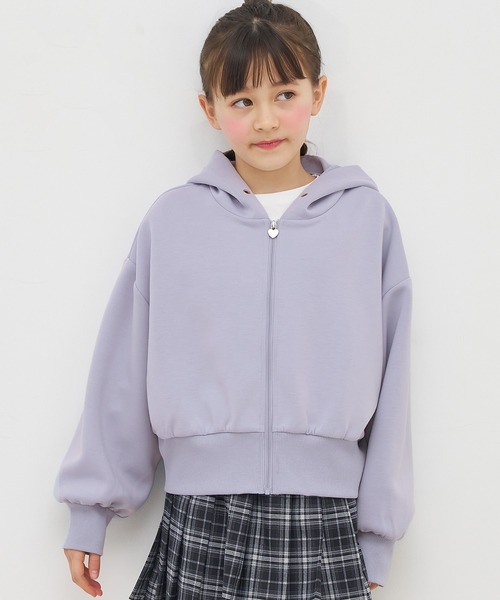 coca（coca）（コカ）の「キッズ　ソフトスウェットジップアップパーカー（パーカー・キッズ・ラベンダー/ブラック・120/130/140/150）」の2枚目の写真