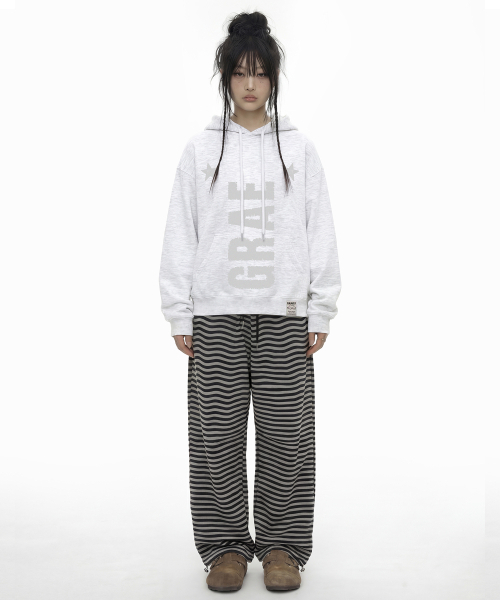 GRAVER（グレーバー）の「[ユニセックス]GRAE-STAR フードパーカー_メランジェホワイト（パーカー・レディース・ホワイト・MEDIUM/LARGE/SMALL）」の4枚目の写真