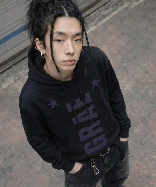 GRAVER（グレーバー）の「[ユニセックス]GRAE-STAR フードパーカー_メランジェホワイト（パーカー・レディース・ホワイト・MEDIUM/LARGE/SMALL）」の5枚目の写真
