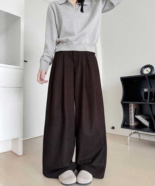 Miniministore（ミニミニストア）の「コーデュロイパンツレディースワイドパンツ（その他パンツ・レディース・ダークブラウン/ブラウン/アイボリー/ブラック/ベージュ・FREE）」の6枚目の写真