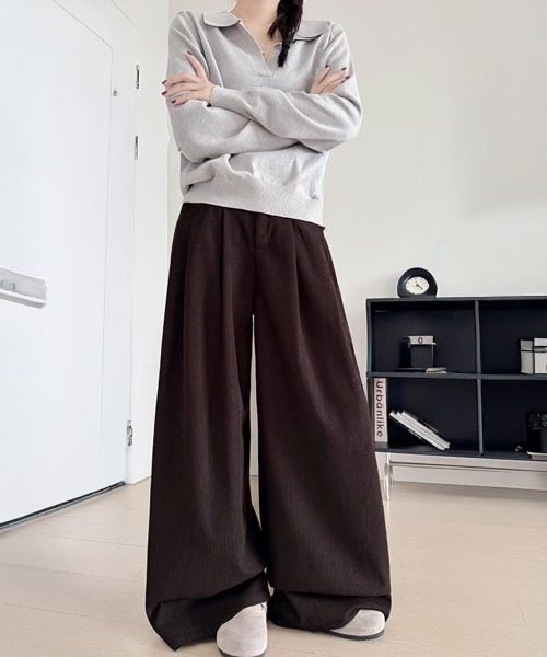 Miniministore（ミニミニストア）の「コーデュロイパンツレディースワイドパンツ（その他パンツ・レディース・ダークブラウン/ブラウン/アイボリー/ブラック/ベージュ・FREE）」の8枚目の写真