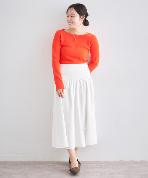 U by SPICK&SPAN(ユーバイスピックアンドスパン)の「カットドッキングギャザースカート(スカート・レディース・ブラック/ホワイト・FREE)」の3枚目の写真