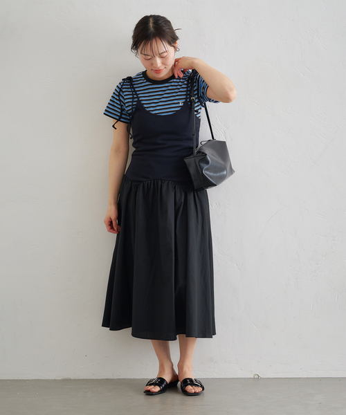 U by SPICK&SPAN(ユーバイスピックアンドスパン)の「カットドッキングギャザースカート(スカート・レディース・ブラック/ホワイト・FREE)」の10枚目の写真