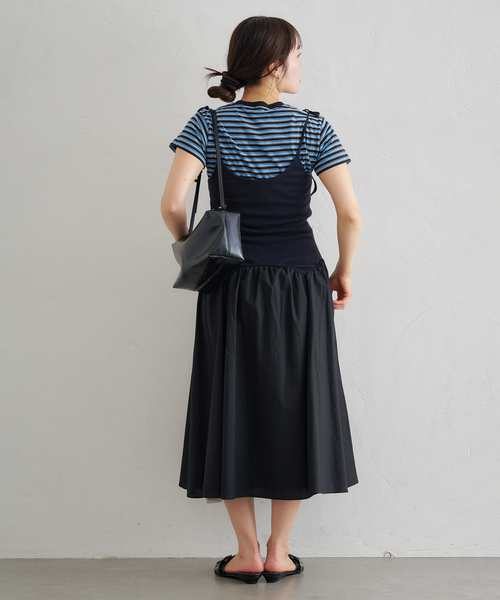 U by SPICK&SPAN(ユーバイスピックアンドスパン)の「カットドッキングギャザースカート(スカート・レディース・ブラック/ホワイト・FREE)」の12枚目の写真