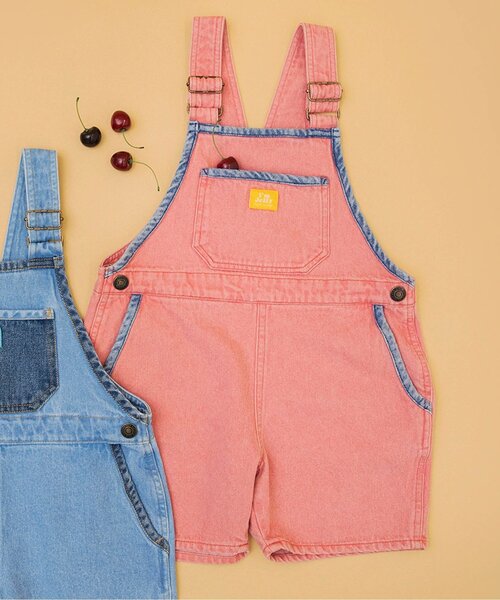 BREEZE(ブリーズ)の「Im Jelly 加工ショートサロペット(サロペット/オーバーオール・キッズ・ピンク/インディゴブルー・90/110/130)」の2枚目の写真