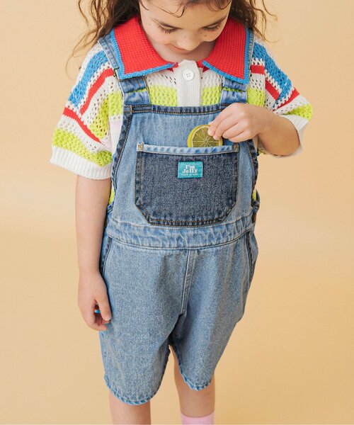BREEZE(ブリーズ)の「Im Jelly 加工ショートサロペット(サロペット/オーバーオール・キッズ・ピンク/インディゴブルー・90/110/130)」の5枚目の写真
