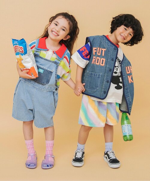 BREEZE(ブリーズ)の「Im Jelly 加工ショートサロペット(サロペット/オーバーオール・キッズ・ピンク/インディゴブルー・90/110/130)」の7枚目の写真