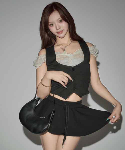 CeLess(セレス)の「Two Piece O-neck Nuffle Blouse / ツーピース Oネック ナッフルブラウス(シャツ/ブラウス・レディース・ブラック・FREE)」の1枚目の写真