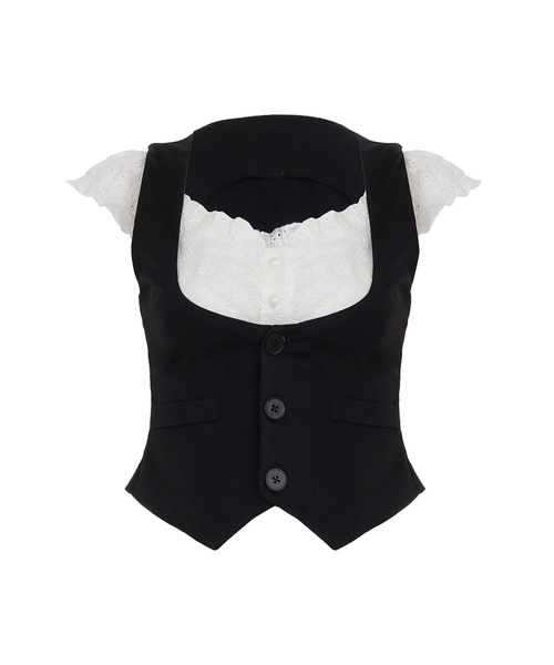 CeLess(セレス)の「Two Piece O-neck Nuffle Blouse / ツーピース Oネック ナッフルブラウス(シャツ/ブラウス・レディース・ブラック・FREE)」の2枚目の写真