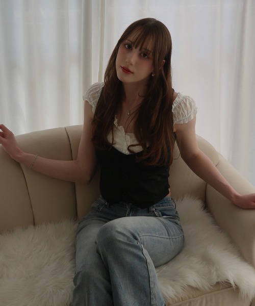 CeLess(セレス)の「Two Piece O-neck Nuffle Blouse / ツーピース Oネック ナッフルブラウス(シャツ/ブラウス・レディース・ブラック・FREE)」の5枚目の写真