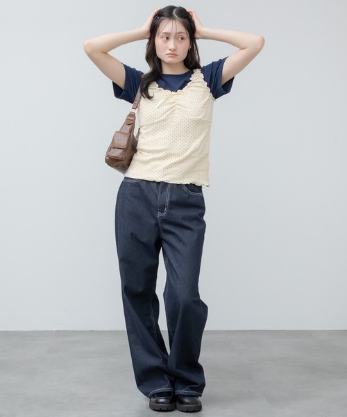 HEILIS(ヘイリス)の「ドットリボンタンクトップ / イエロー オフホワイト アイボリー ブラック 水玉 韓国 春服 秋服 夏服 カジュアル タンクトップ キャミソール インナー レイヤード トップス カットソー ガーリー フレンチシック(タンクトップ・レディース・イエロー/アイボリー/ブラック・FREE)」の18枚目の写真