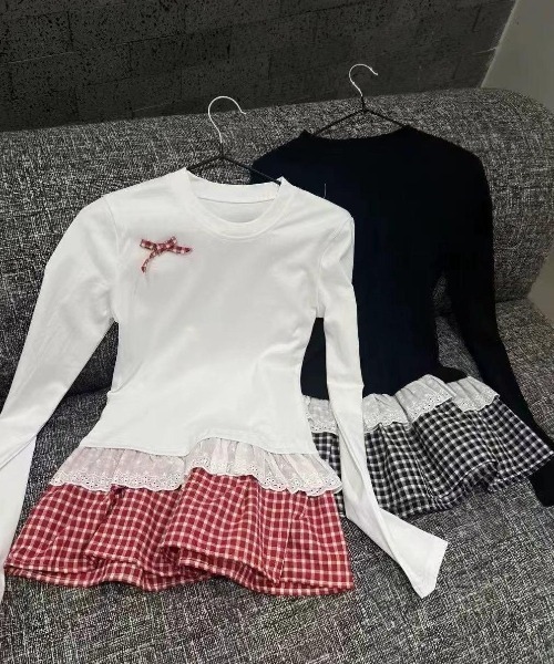 GEMEDA(ジェメダ)の「【26春新作】リボン付き レイヤード風 長袖カットソー(Tシャツ/カットソー・レディース・ブラック/ホワイト/ブラック系その他/ホワイト系その他・M)」の18枚目の写真