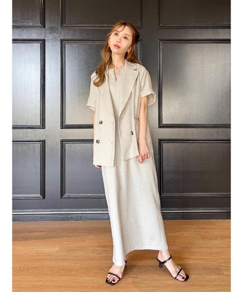 DRESSTERIOR(ドレステリア)の「【セットアップ可/UVカット/接触冷感/吸水速乾】ウォッシャブル Iラインワンピース(ワンピース・レディース・ナチュラル/ネイビー・38/36)」の13枚目の写真