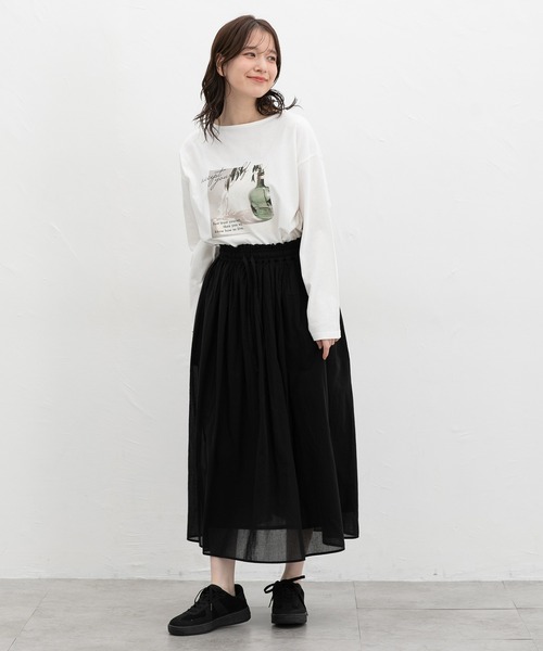 Honeys(ハニーズ)の「ロングスカート(スカート・レディース・オフホワイト/ブラック/サックスブルー/スミクロ/グリーン・S/M/LL/L)」の9枚目の写真