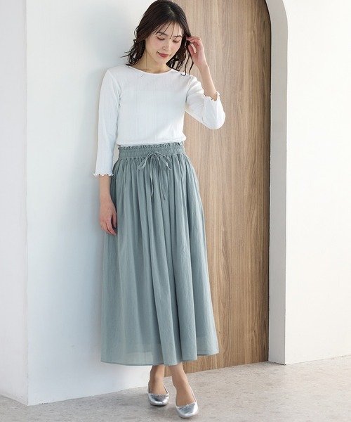 Honeys(ハニーズ)の「ロングスカート(スカート・レディース・オフホワイト/ブラック/サックスブルー/スミクロ/グリーン・S/M/LL/L)」の11枚目の写真