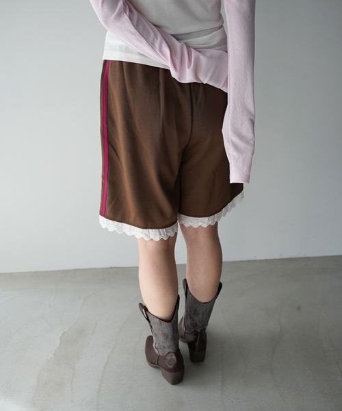 SANSeLF(サンセルフ)の「【SANSeLF】サイドラインレーストリムハーフパンツ saw26s027(その他パンツ・レディース・ネイビー/ブラウン・FREE)」の15枚目の写真