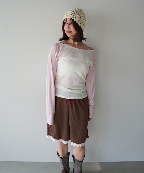 SANSeLF(サンセルフ)の「【SANSeLF】サイドラインレーストリムハーフパンツ saw26s027(その他パンツ・レディース・ネイビー/ブラウン・FREE)」の16枚目の写真