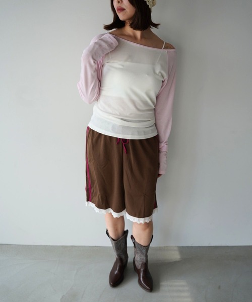 SANSeLF(サンセルフ)の「【SANSeLF】サイドラインレーストリムハーフパンツ saw26s027(その他パンツ・レディース・ネイビー/ブラウン・FREE)」の17枚目の写真