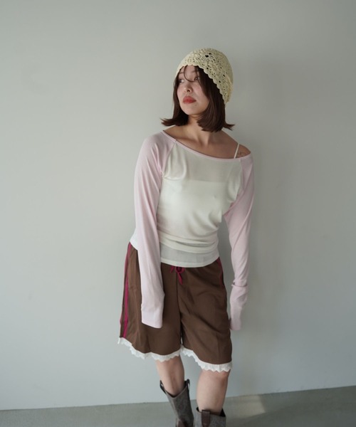 SANSeLF(サンセルフ)の「【SANSeLF】サイドラインレーストリムハーフパンツ saw26s027(その他パンツ・レディース・ネイビー/ブラウン・FREE)」の18枚目の写真