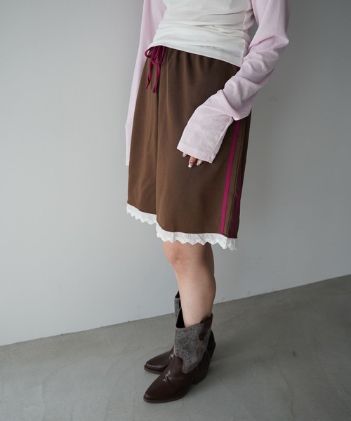 SANSeLF（サンセルフ）の「【SANSeLF】サイドラインレーストリムハーフパンツ saw26s027（その他パンツ・レディース・ネイビー/ブラウン・FREE）」の20枚目の写真
