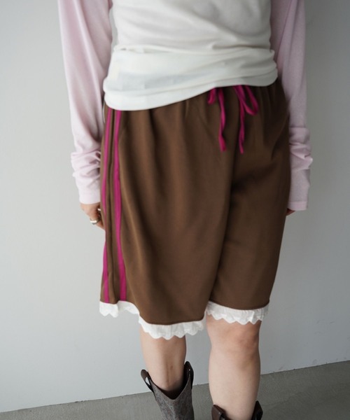 SANSeLF（サンセルフ）の「【SANSeLF】サイドラインレーストリムハーフパンツ saw26s027（その他パンツ・レディース・ネイビー/ブラウン・FREE）」の22枚目の写真