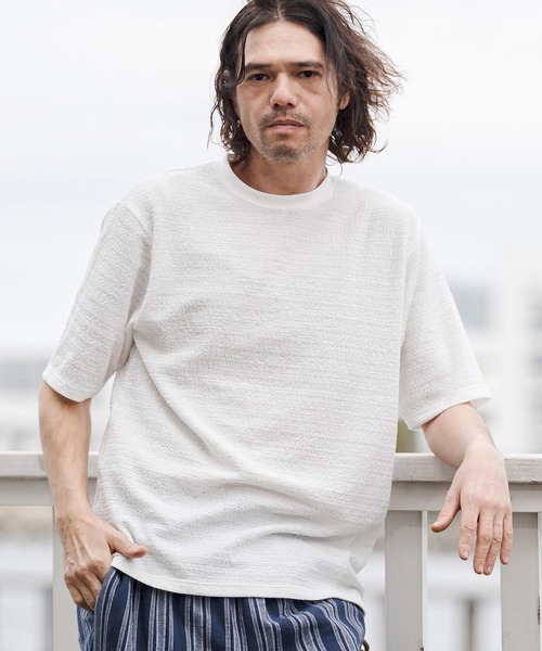 CAMBIO(カンビオ)の「mt10275- レースニットTシャツ(CA02-63219)(Tシャツ/カットソー・メンズ・ブラック/ネイビー/ホワイト・XL/L/M)」の2枚目の写真