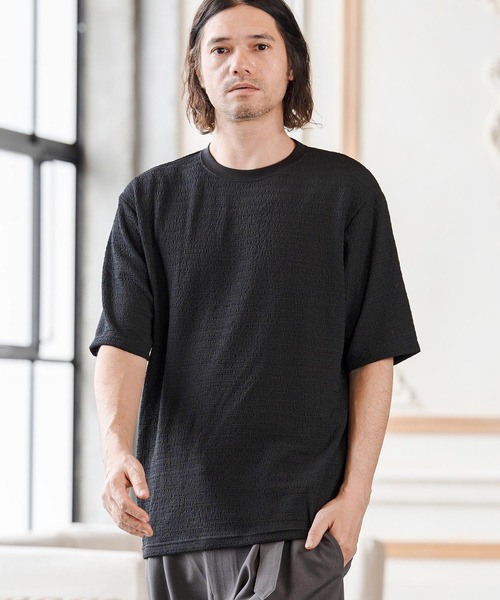 CAMBIO(カンビオ)の「mt10275- レースニットTシャツ(CA02-63219)(Tシャツ/カットソー・メンズ・ブラック/ネイビー/ホワイト・XL/L/M)」の5枚目の写真