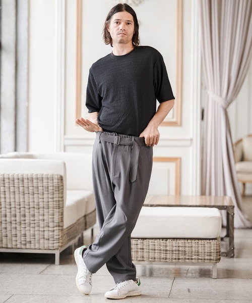 CAMBIO(カンビオ)の「mt10275- レースニットTシャツ(CA02-63219)(Tシャツ/カットソー・メンズ・ブラック/ネイビー/ホワイト・XL/L/M)」の6枚目の写真