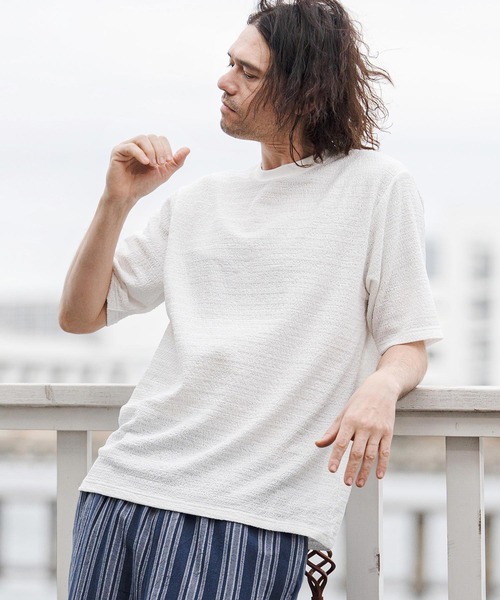 CAMBIO(カンビオ)の「mt10275- レースニットTシャツ(CA02-63219)(Tシャツ/カットソー・メンズ・ブラック/ネイビー/ホワイト・XL/L/M)」の9枚目の写真