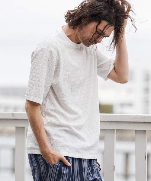 CAMBIO(カンビオ)の「mt10275- レースニットTシャツ(CA02-63219)(Tシャツ/カットソー・メンズ・ブラック/ネイビー/ホワイト・XL/L/M)」の10枚目の写真
