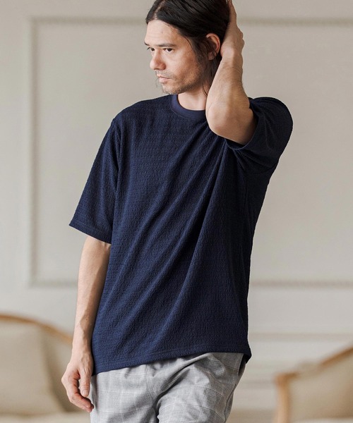 CAMBIO(カンビオ)の「mt10275- レースニットTシャツ(CA02-63219)(Tシャツ/カットソー・メンズ・ブラック/ネイビー/ホワイト・XL/L/M)」の14枚目の写真