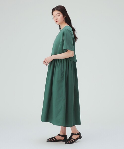 BEAMS HEART（ビームスハート）の「【洗濯可・サイドポケット付】レイヤード風 ワンピース（ワンピース・レディース・ブラック/ネイビー/グリーン・FREE）」の18枚目の写真