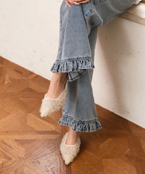 DONOBAN（ドノバン）の「フリルチュールミュール（サンダル・レディース・アイボリー/ブラック・24.5cm/23.5cm/22.5cm）」の13枚目の写真