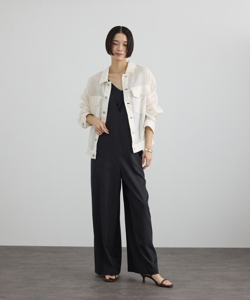 SALON adam et rope'（サロン アダム エ ロペ）の「リネンカラミシアーGジャン（その他アウター・レディース・ベージュ/オフホワイト・FREE）」の3枚目の写真