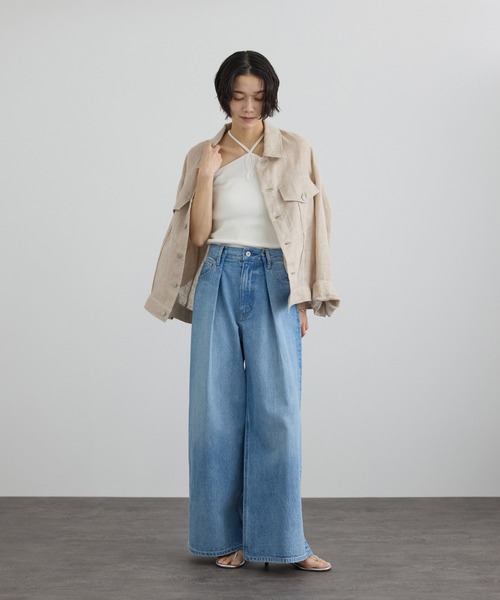 SALON adam et rope'（サロン アダム エ ロペ）の「リネンカラミシアーGジャン（その他アウター・レディース・ベージュ/オフホワイト・FREE）」の4枚目の写真