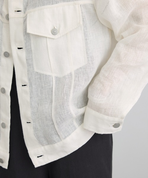 SALON adam et rope'（サロン アダム エ ロペ）の「リネンカラミシアーGジャン（その他アウター・レディース・ベージュ/オフホワイト・FREE）」の8枚目の写真