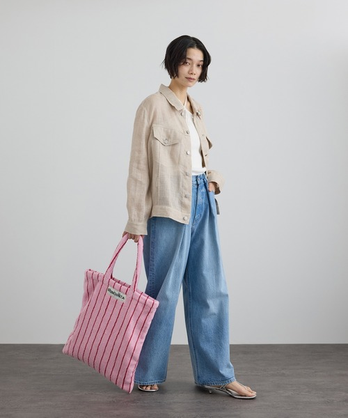 SALON adam et rope'（サロン アダム エ ロペ）の「リネンカラミシアーGジャン（その他アウター・レディース・ベージュ/オフホワイト・FREE）」の9枚目の写真