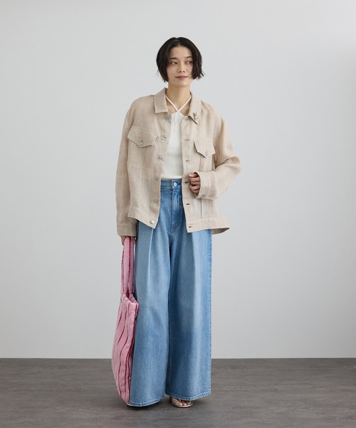 SALON adam et rope'（サロン アダム エ ロペ）の「リネンカラミシアーGジャン（その他アウター・レディース・ベージュ/オフホワイト・FREE）」の10枚目の写真