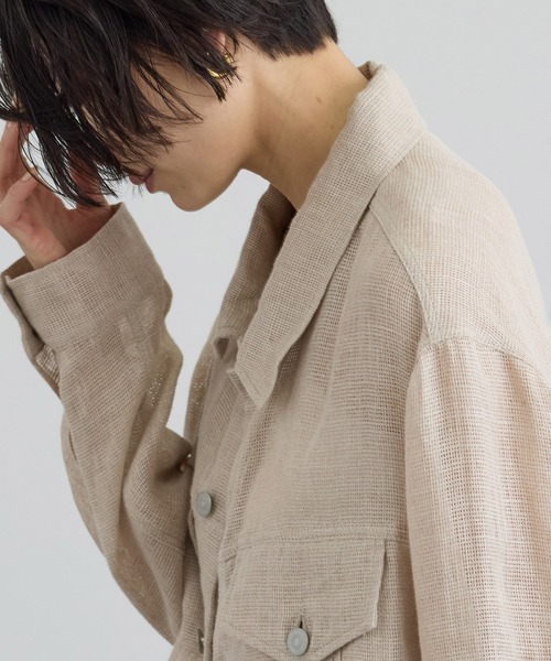 SALON adam et rope'（サロン アダム エ ロペ）の「リネンカラミシアーGジャン（その他アウター・レディース・ベージュ/オフホワイト・FREE）」の13枚目の写真