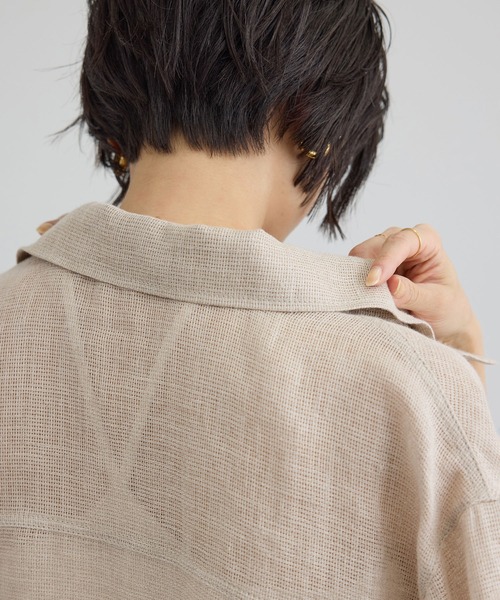 SALON adam et rope'（サロン アダム エ ロペ）の「リネンカラミシアーGジャン（その他アウター・レディース・ベージュ/オフホワイト・FREE）」の14枚目の写真