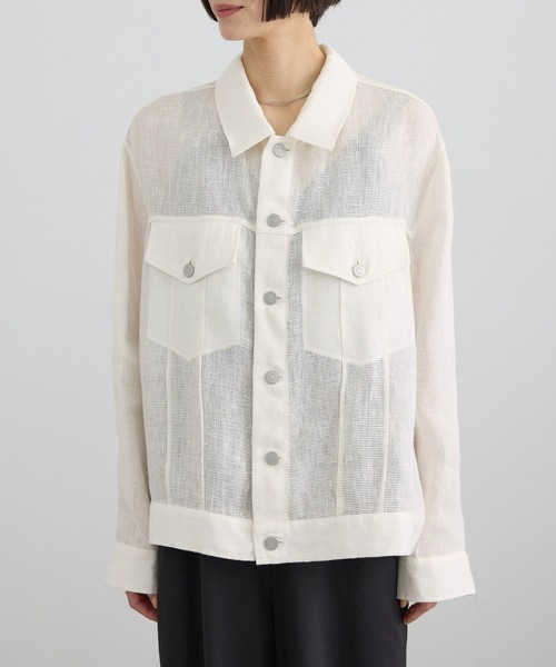 SALON adam et rope'（サロン アダム エ ロペ）の「リネンカラミシアーGジャン（その他アウター・レディース・ベージュ/オフホワイト・FREE）」の15枚目の写真