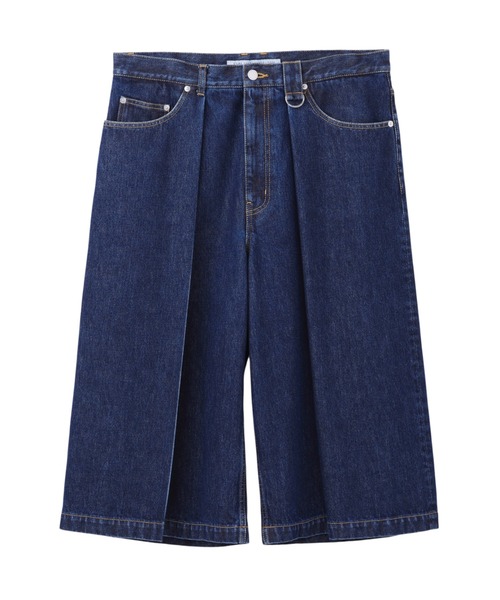 JOHN LAWRENCE SULLIVAN(ジョンローレンスサリバン)の「WASHED DENIM TUCKED WIDE SHORTS(デニムパンツ・メンズ・ブラック/インディゴブルー・46/48/44)」の2枚目の写真
